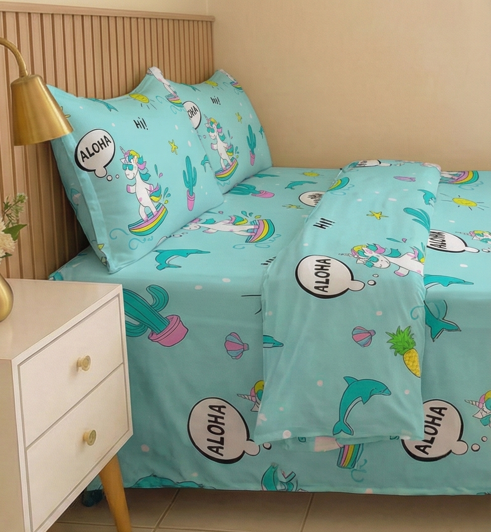 Blue Unicorn Bed sheets -Kids- 4 pieces