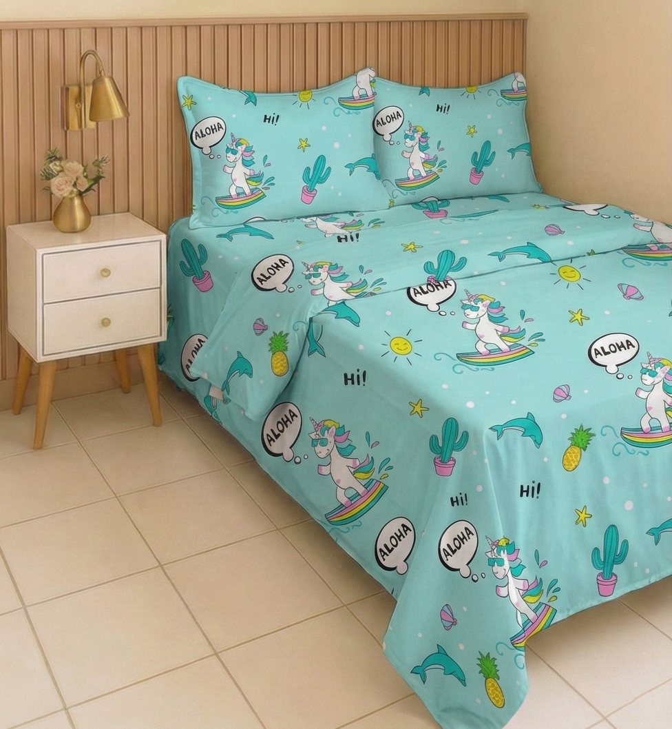 Blue Unicorn Bed sheets -Kids- 4 pieces