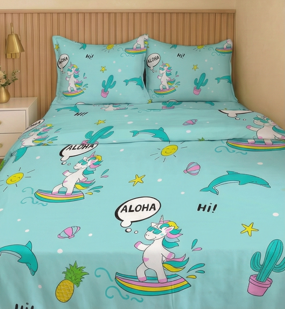 Blue Unicorn Bed sheets -Kids- 4 pieces