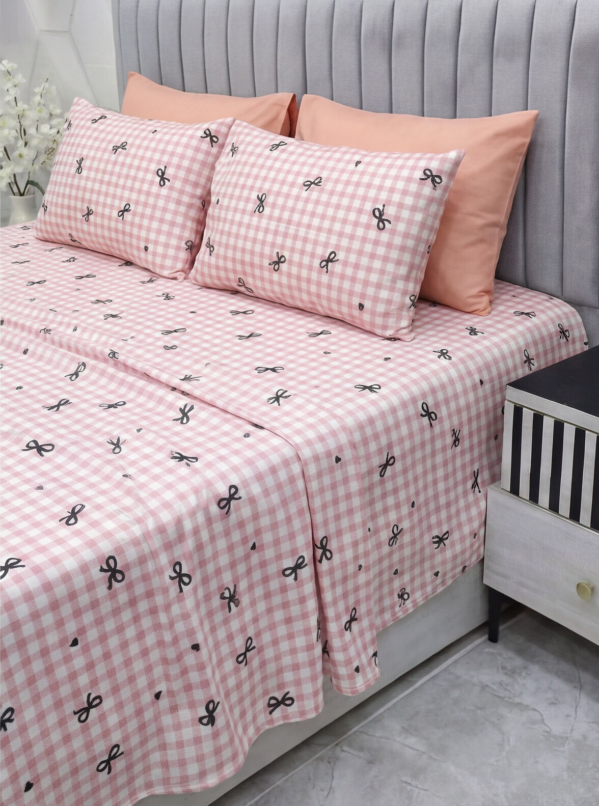 Pink Ribbon Bed sheets - 5 pieces